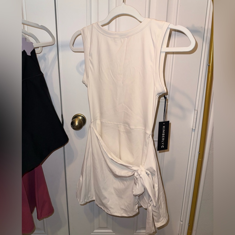 Ivory Mini Tennis Dress with Bow Detail